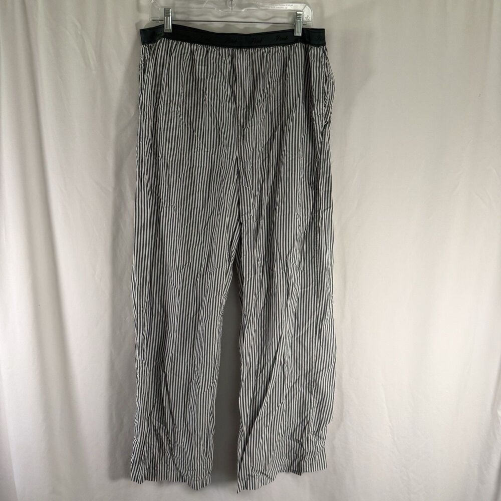 PINK Victoria's Secret Pajama Pants Women's Large Green White Striped Pull On